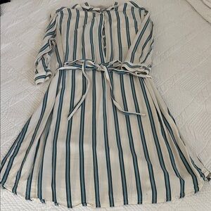 LOFT Blue and White Striped Shirt Dress